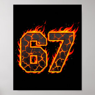 Poster 67 Flammes Mème Six Sept Feu Drôle Gen Alpha Slan