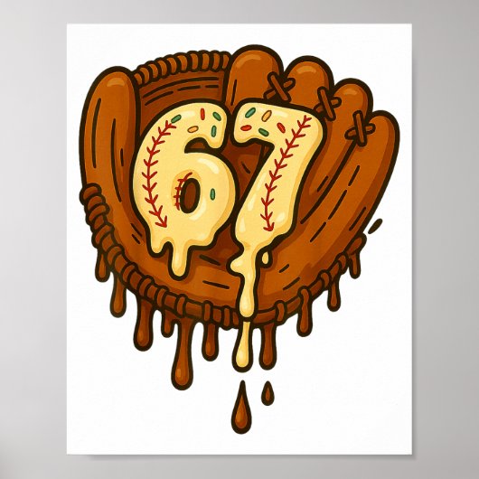 Poster 67 Glace Goutte Drôle Six Sept Baseball (Devant)