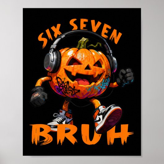 Poster 67 Halloween Drôle Six Sept Mème Brainrot Citrouil (Devant)