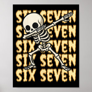 Poster 67 Halloween Drôle Six Sept Mème Brainrot Squelett
