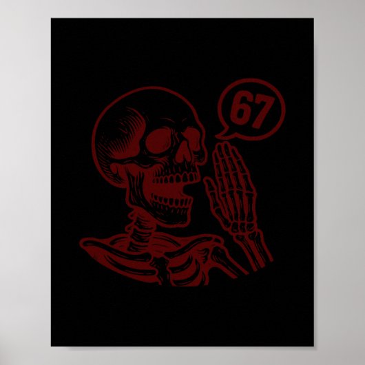 Poster 67 Halloween Squelette Six Sept Mème Brainrot Drôl (Devant)