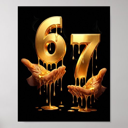 Poster 67 Hands Six Seven 6 7 Gold Drip Teens Boys Kids D (Devant)