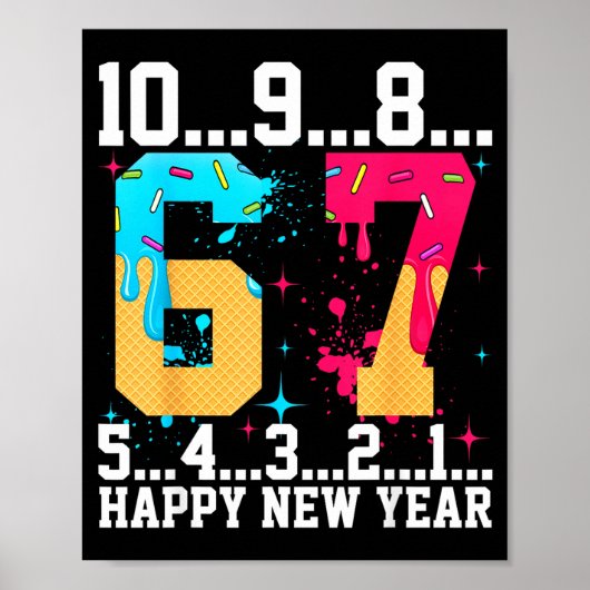 Poster 67 Happy New Year Six Seven Funny Countdown 2026  (Devant)