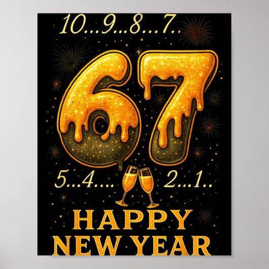 Poster 67 Happy New Year Six Seven Funny Countdown 2026 B (Devant)