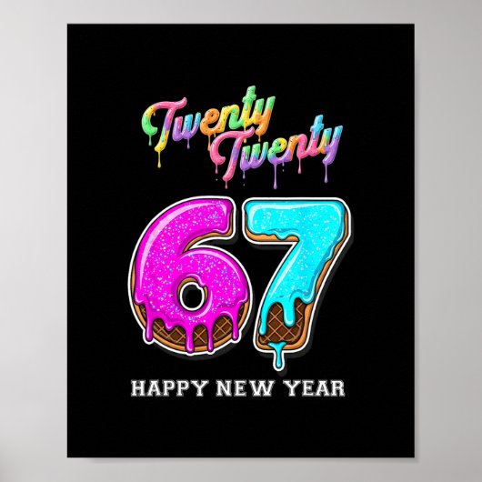 Poster 67 Happy New Year's Eve Six Seven Funny 2026 Brain (Devant)