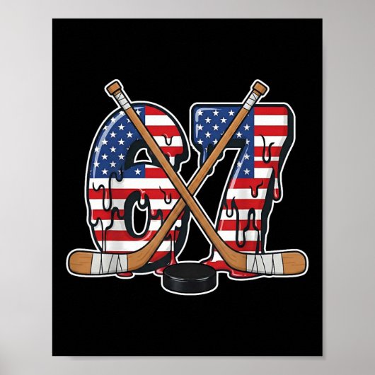 Poster 67 Hockey Drip Number Drôle Mème Gen Alpha Langue  (Devant)