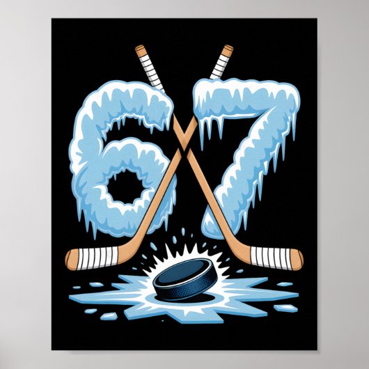Poster 67 Hockey Drip Number Funny Meme Style Cool Graphi (Devant)