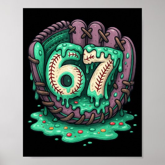 Poster 67 Ice Cream Drip Funny Six Seven Baseball  (Devant)