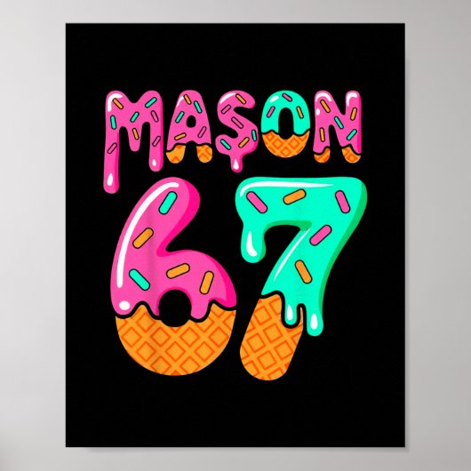 Poster 67 Ice Cream Drip Meme Six Seven Gen Alpha Slang M (Devant)