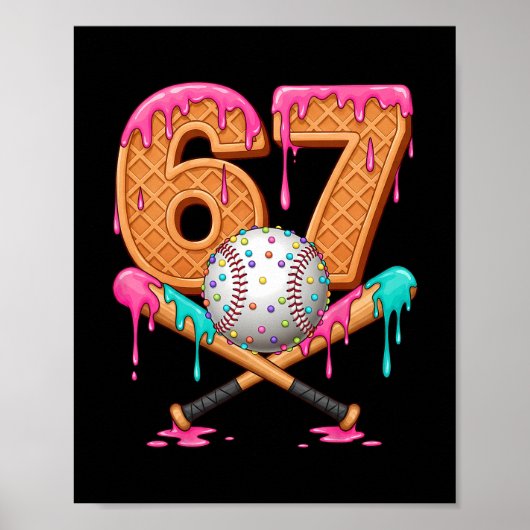Poster 67 Ice Cream Drip Sell Number 67 Player 67th Birth (Devant)