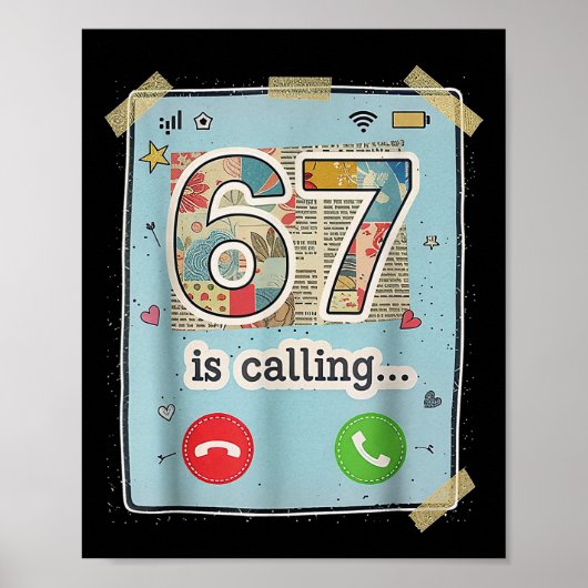 Poster 67 Is Calling Funny Gen Z Slang Meme Phone Screen  (Devant)