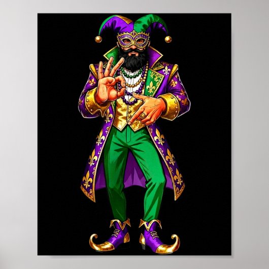 Poster 67 Jester Man Mardi Gras Six Seven Meme Gen Alpha  (Devant)