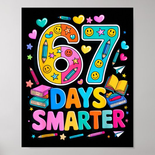 Poster 67 Jours D'école Drôle Meme Enseignant Élève (Devant)