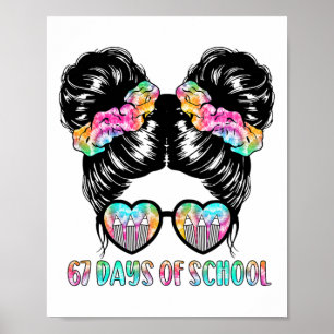 Poster 67 Jours D'école Filles Aux Chignons Décoiffés Enf