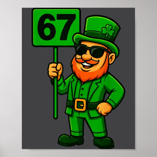 Poster 67 Leprechaun Six Seven Gen Meme Lucky Vibes St Pa (Devant)