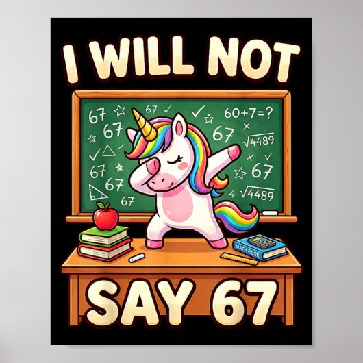 Poster 67 licorne pour filles six sept mème brainrot drôl (Devant)