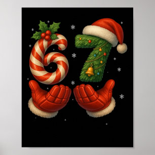 Poster 67 mains de hockey drôle de mème de Noël Santa 