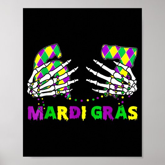 Poster 67 Mardi Gras Skeleton Hands Fleur De Lis 6 7 Meme (Devant)