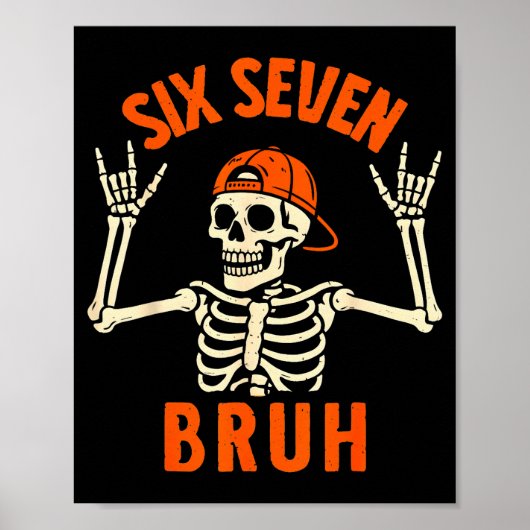 Poster 67 Mème 6 7 Drôle de squelette d'Halloween Rock On (Devant)