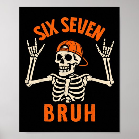 Poster 67 Meme 6 7 Drôle d'Halloween Squelette Rock On Si (Devant)