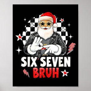 Poster 67 Meme 6 7 Noël drôle Santa Rock On Six Sept