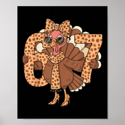 Poster 67 Meme Automne Chute Dinde Lunettes de soleil Drô (Devant)