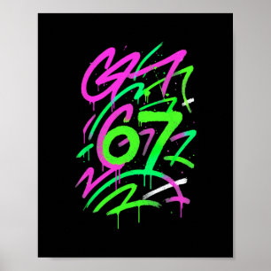 Poster 67 Meme Caché Tendance Gen Z Alpha Six Sept 6 7