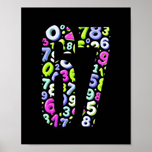 Poster 67 Meme Caché Tendance Gen Z Alpha Six Sept 6 7 (Devant)