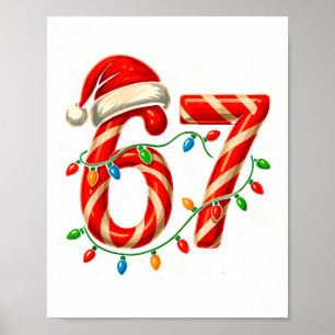 Poster 67 Meme de Noël drôle Six Sept Xmas Lumières Bonbo