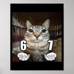 Poster 67 Meme Drôle Chat Six Sept Meme 6 7 