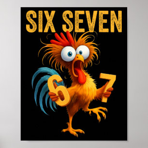 Poster 67 Meme Drôle Six Sept Poulet Humour Citation Roos