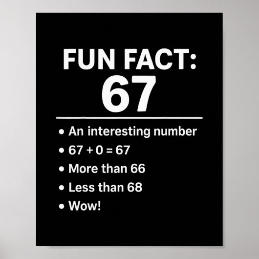 Poster 67 Meme Fun Fact - Six Seven Gen Alpha Z Funny Hum (Devant)