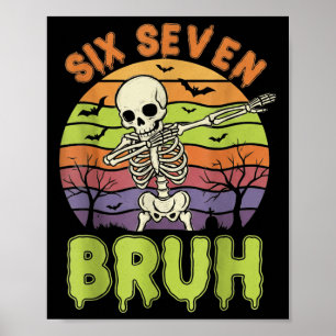 Poster 67 Mème Halloween 6 7 Squelette Six Sept Numéros F