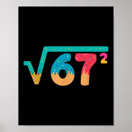 Poster 67 Meme Ice Cream Drip Square Root 67² Slang Math  (Devant)