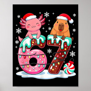 Poster 67 Mème Kawaii Axolotl Capybara Noël Crème Glacée