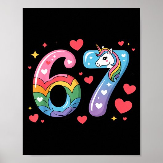 Poster 67 Meme Shirt Number Funny Six Seven 6 7 (Devant)