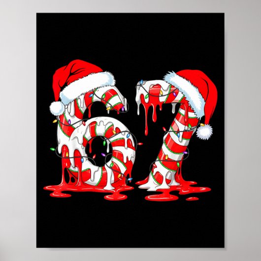 Poster 67 Meme Six Seven Candy Canes Drip Christmas Pajam (Devant)