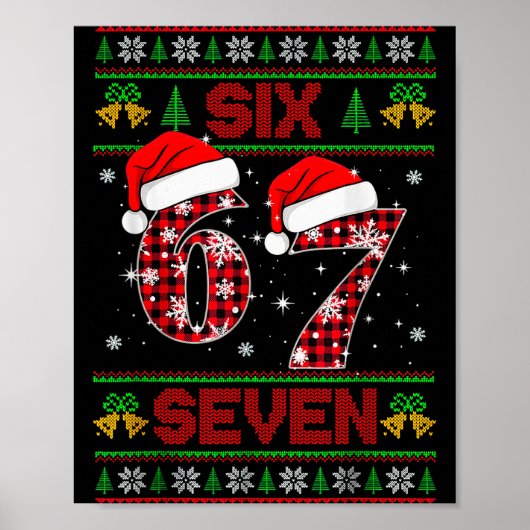 Poster 67 Meme Six Seven Noël Pull Ugly Pour Enfants (Devant)