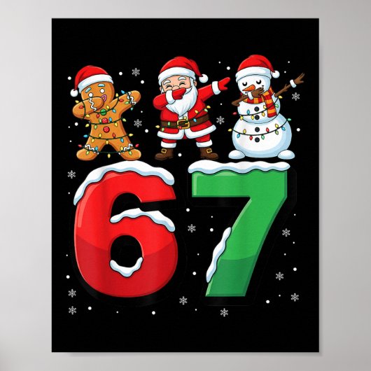 Poster 67 Meme Six Seven Santa qui fait le dab 6 7 Noël d (Devant)