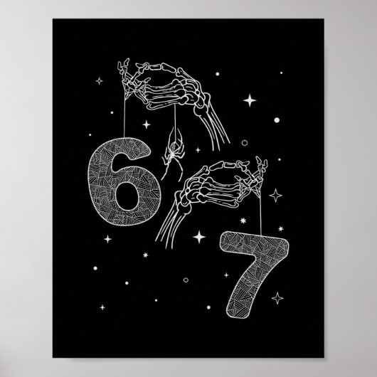 Poster 67 Meme Skeleton Hand Funny Halloween Six Seven Te (Devant)