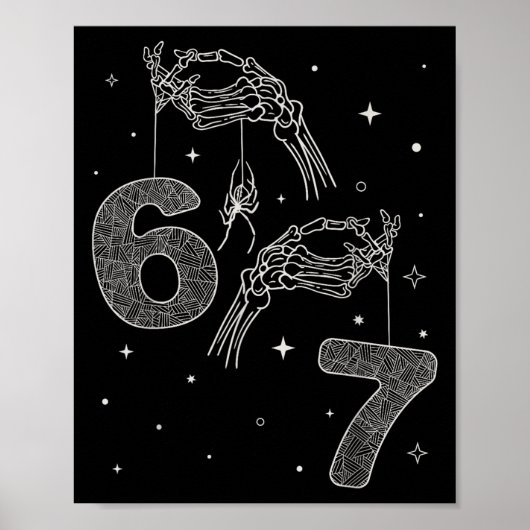 Poster 67 Meme Skeleton Hand Funny Halloween Six Seven Te (Devant)