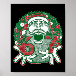 Poster 67 Noël Drôle Six Sept Mème Brainrot Père Noël C