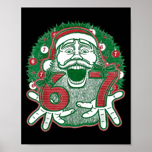 Poster 67 Noël Drôle Six Sept Mème Brainrot Père Noël C (Devant)