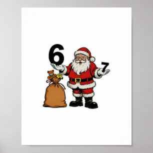 Poster 67 Noël Drôle Six Sept Mème Brainrot Père Noël C