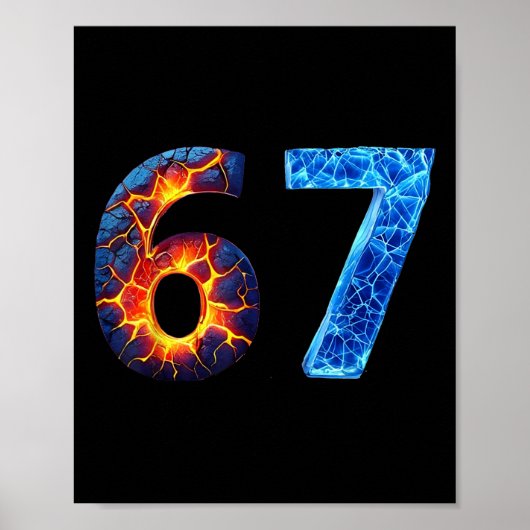 Poster 67 Numéro de feu glace Drôle Six Sept Mème 6 7 (Devant)