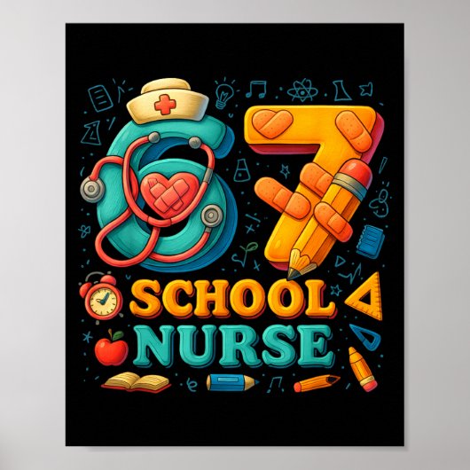 Poster 67 Nurse Days Funny Medical Back To School  (Devant)