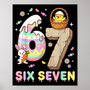 Poster 67 Pâques Six Sept Lapin Poussin Œuf de Pâques Drô