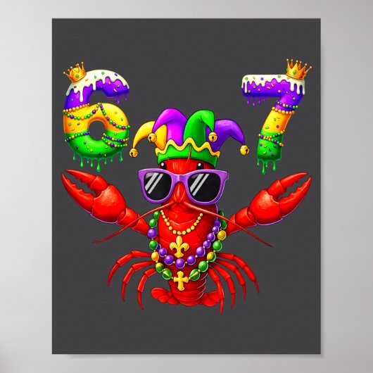 Poster 67 Perles de Mardi Gras d'écrevisses Six Sept Carn (Devant)