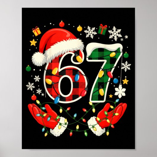 Poster 67 Red Green Plaid Lights 6 7 Funny Boys Kids Wint (Devant)