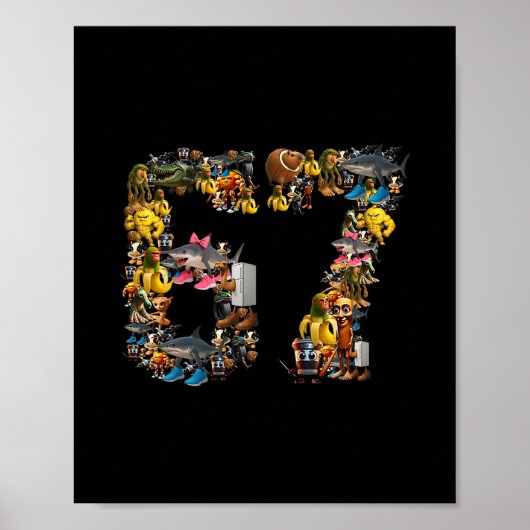 Poster 67 Six Seven Birthday Meme Viral Italian Brainrot (Devant)